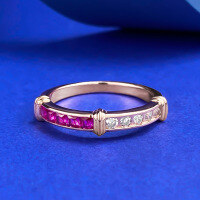 wholesale S925 Silver New Style Two-Tone Pink Row Ring for Women, Fashion Ring Band for Daily Wear-R1296 Pink and White Rose Gold Ring Size 6