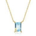 wholesale S925 Gold-Plated Silver Japanese Minimalist Sky Topaz Geometric Ladder Square Pendant Necklace for Women, Korean Style Letter Wholesale-0-5