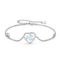 wholesale 925 Sterling Silver European and American Cross-Border Opal Gemstone Heart-Shaped Bracelet for Women, Minimalist Luxury Small Brand High-End Accessory-0-4