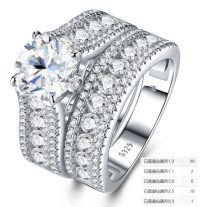 925 Silver Stackable Moissanite Ring, Customizable Non-Fade Women's Jewelry.-2-carat moissanite with 110 beads  US size 9/Hong Kong size 19