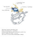 wholesale 925 Silver Italian Craftsmanship Designer Gemstone Ring, Natural Style Magpie Design with Genuine Topaz-0-0