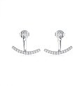 wholesale 925 Sterling Silver Minimalist Stud Earrings with High-End Niche Design, Cross-Border Hot-Sell French Diamond-Inlaid Smile Bar Earrings-0-5