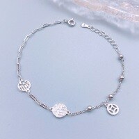 wholesale S925 Sterling Silver Maker's Bestseller Round Bead Wealth-Attracting Diamond-Inlaid Blessing Bracelet, Fashionable Minimalist Niche Design Gift for Women-Fu Brand Bracelet>925 Silver