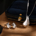 wholesale 925 Sterling Silver Jewelry Set, Minimalist and Sophisticated Necklace with Smooth Teardrop Pendant, Cross-Border Supply Accessories-0-6