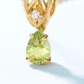 wholesale S925 silver gold-plated Japanese-style peridot teardrop vintage hollow-out pendant choker necklace wholesale-0-1