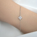 wholesale 925 Sterling Silver Four-Leaf Clover Bracelet with Ice-Cut High-Carbon Diamonds, Ins-Style Niche Premium Lucky Necklace-0-1