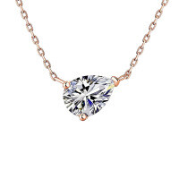 925 Silver Minimalist Teardrop Moissanite Pendant Necklace, Chic and Versatile-Rose gold  5*8mm zircon version