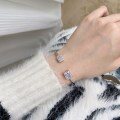 wholesale S925 Sterling Silver European and American Style 8A Square Zircon Ice Flower Cut Open Spring Bracelet Minimalist Luxury New Year Gift-0-2