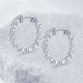 S925 Sterling Silver Moissanite Geometric Hoop Earrings for Women-0-0