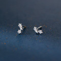 wholesale 999 Sterling Silver Small Fresh Row of Diamonds Five-Pointed Star Ear Studs Fashion Commuter Ear Jewelry for Women M05855-0-3