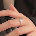 wholesale S925 Sterling Silver Korean Style Floral Ring for Women, Adjustable Open Minimalist Dainty Stackable Ring-0-3