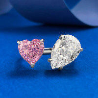 wholesale 18K White Gold MoJing Jewelry New High Carbon Diamond Drop White Diamond Ice Flower Cut Imported Pink Diamond Radiant Open Ring-R1284 White and Pink Diamond Ring Size 9