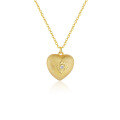 wholesale S925 Gold-plated Antique Brushed Heart Pendant Necklace For Women, Double-sided Inlaid Retro Luxury Choker-0-0