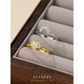 wholesale S925 Sterling Silver Minimalist Sun and Moon Diamond Stackable Couple's Rings, Niche Design Set for Cross-Border Wholesale-0-0