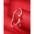 wholesale 999 Sterling Silver Wave Bracelet for Women, Open-Ended Minimalist Small Pendant Dangling Tassel Bow Bell-0-2