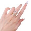 wholesale S925 silver gold-plated oval 6*8mm single diamond ring for women, simple and elegant starry halo ring-0-4
