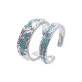 wholesale 925 Silver Minimalist Textured Lava Enamel Cold Tone Ring with Adjustable Opening and High-End Ins Aesthetic-0-4
