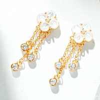 18K Rose Gold Plated Clover Mother-of-Pearl Necklace Set-Mother-of-pearl earrings - ED237-T