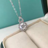 wholesale 925 Silver Moissanite Necklace for Women, Versatile and Trendy, Unique Design, Luxury-inspired Gourd Pendant with High Carbon Diamond, Collarbone Chain-One carat (high carbon diamond) necklace 925 silver