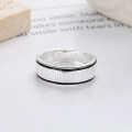 wholesale S925 Silver Japanese Korean Minimalist Resin Black Edge Irregular Texture Trendy Versatile Open Ring-0-1