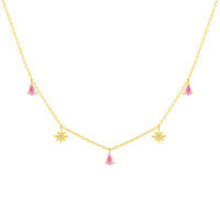 wholesale S925 Sterling Silver Colored Zircon Women's Necklace,。-A3576-Gold 925 Silver