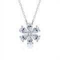 wholesale S925 Sterling Silver Cross-Border Hit HW White Diamond Six-Flower Necklace for Women, Teardrop Petal Sunflower Pendant Choker Wholesale-0-4