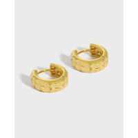 wholesale S925 Sterling Silver EB101 Korean Version Ins Minimalist Niche Design Versatile Smooth Gear Circle Earrings for Women-Platinum 925 silver