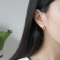 wholesale S925 Sterling Silver Korean-style Versatile Zircon Crystal Shell Flower Earrings Women's Jewelry-0-2