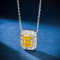 wholesale 925 Silver Zhuozhifan New Necklace for Women 4ct Simulated Diamond Canary Yellow 8*10 High Carbon Diamond Pendant 40+5cm-0-1