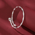 wholesale [999 Solid Silver] Lotus Bamboo Bracelet New Chinese Style Peace Pendant Young Model Rising Higher Openable Pure Silver Bracelet-0-3