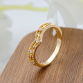 wholesale S925 silver plated with 14K gold, vintage-style openwork V-shaped white zircon ring spring new jewelry collection-0-3