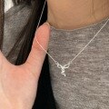 wholesale S925 Sterling Silver Korean Version Timeless Bow Necklace for Women, Small and Exquisite, Light Luxury, Fresh Style, Best Friend Collarbone Chain-0-3