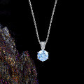 Sterling Silver Wholesale Blue Moissanite Pendant Necklace-0-1