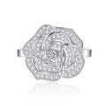 wholesale S925 Silver New Camellia Ring for Women, Fashionable and Luxuriously Set Ring, Factory Direct Wholesale-0-4