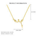 wholesale S925 Sterling Silver Women's Snake Pendant Necklace, French Style Chic Collarbone Chain-0-4