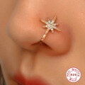 wholesale S925 Sterling Silver Geometric Teardrop Lightning Rhinestone Nose Cuff Piercing Jewelry-0-3