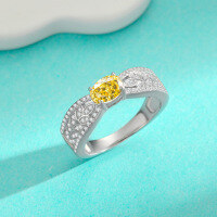 wholesale S925 Sterling Silver Moissanite Colorful Diamond Ring, Fashionable and Versatile Full Diamond Band, Cross-Border Best-Seller-1 carat (red moissanite) ring size 5