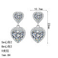 S925 Sterling Silver Moissanite Double Heart Stud Earrings-0-3