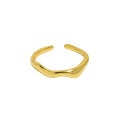 wholesale S925 Sterling Silver Korean Version Ins Small and Minimalist Design Sense Versatile Irregular Textured Open Adjustable Thin Ring for Women-0-6