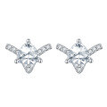 wholesale S925 Sterling Silver Zircon Lady Earrings, Wholesale European and American Style Heart-Shaped Earrings, High-End Elegant Silver Earrings-0-25