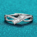 Sterling Silver Double-Layer Moissanite Ring, Women's Daily Versatile Gift-0-1
