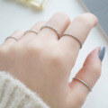 wholesale S925 Sterling Silver AR2075 Korean Style Minimalist 12mm Twisted Rope Thin Stackable Ring for Women-0-2