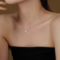 wholesale S925 Sterling Silver Geometric 3d Heart Pendant Necklace For Women, Minimalist And Luxurious-0-2