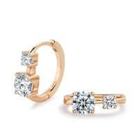 wholesale S925 Sterling Silver Cross-Border Light Luxury Fashion Versatile Earrings with Moissanite Four-Prong Ear Clasp Women's Minimalist Stud Earrings-60 points + 60 points rose gold (moissanite) earrings 925 silver