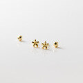 wholesale S925 Sterling Silver Light Surface Screw Small Flower Earrings Women's Minimalist Five-Petal Flower Small Ear Accessories M01031-0-0