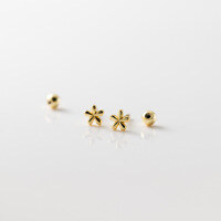 wholesale S925 Sterling Silver Light Surface Screw Small Flower Earrings Women's Minimalist Five-Petal Flower Small Ear Accessories M01031-S925 silver pair silver model 925 silver