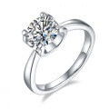 Sterling Silver Moissanite Ring, Classic Bull Head Design for Women's Proposal-0-3