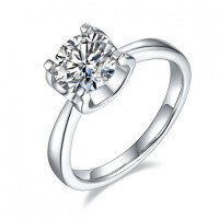 Sterling Silver Moissanite Ring, Classic Bull Head Design for Women's Proposal.-2-carat (simulated diamond)  Hong Kong number 15