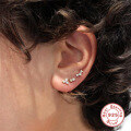 wholesale S925 Sterling Silver Three-Prong Double-Ended Round Diamond Piercing Ear Stud,INS-0-1