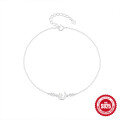 wholesale S925 Sterling Silver with Diamond Accents and Opal Crescent Moon Adjustable Ankle Chain-0-5